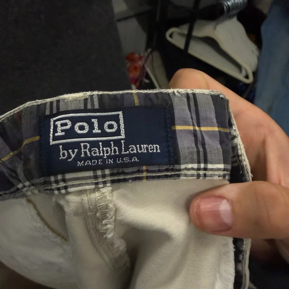 Vintage Polo Ralph Lauren Andrew Shorts Mens 33 Khaki Pleated 90s Made in USA